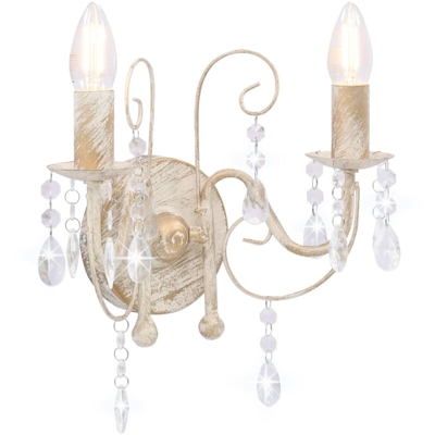 Lampada da Muro con Perle Bianca per 2 Lampadine E14