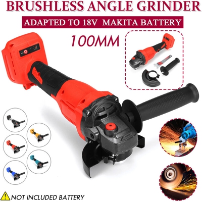 Drillpro - Utensile da taglio lucidatore multifunzione per smerigliatrice angolare senza spazzole da 800 W 100 mm per batteria Makita 18V (blu)