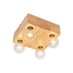 Faretto bloc - rustico - Legno - Legno - Quadrato Max. 4 x Watt - Qazqa en oferta