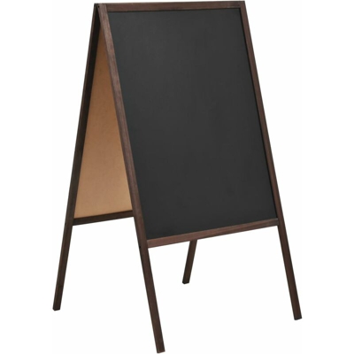 Lavagna Bifacciale con Cavalletto in Legno di Cedro 60x80 cm - Nero - Youthup