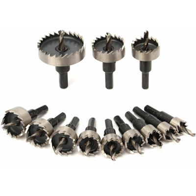 Drillpro - 12pcs HSS Lame per seghe a tazza Kit di denti 15-50mm Set di punte per trapano Utensile per taglierina per legno, plastica, metallo, lega