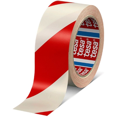 Nastro adesivo segnaletico Tesa 60760 Confez. da 3 pz. Larghezza mm 50 Lunghezza m 33 Colore striscia bianca e rossa