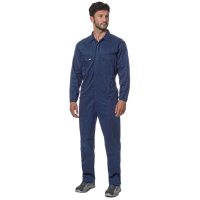 Tuta lavoro blu cargo officina elastico polsi tasche antinfortunistica - Logica