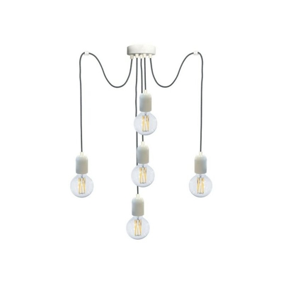 Sospensione Elaide 5Xe27 3Mt Montatura Verniciata Bianco Diam.16-H.8-L.250