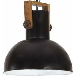 Lampada Soffitto Industriale 25 W Nero Rotonda Legno Mango 42cm - Nero - Youthup características