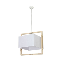 Lampada a Sospensione Vega - Lampadario - da Soffitto - in Metallo, Legno, Tessuto, 41,5 x 35 x 80 cm, 1 x E27, 60W en oferta