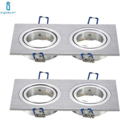 Aigostar - PORTALAMPADA DOPPIO ARGENTO PORTA FARETTO ORIENTABILE 2 POSTI PER GU10 MR16 2 PEZZI en oferta