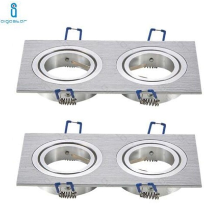 Aigostar - PORTALAMPADA DOPPIO ARGENTO PORTA FARETTO ORIENTABILE 2 POSTI PER GU10 MR16 2 PEZZI