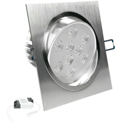 1 x Faretto LED da Incasso 9W 230V Quadrato 140 x 140 mm 658 Lumen Bianco Freddo 6000K Orientabile a 30 ? IP44 Faretti Piatti Quadrati Lampadine Spot en oferta