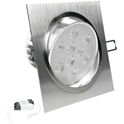 1 x Faretto LED da Incasso 9W 230V Quadrato 140 x 140 mm 658 Lumen Bianco Freddo 6000K Orientabile a 30 ? IP44 Faretti Piatti Quadrati Lampadine Spot