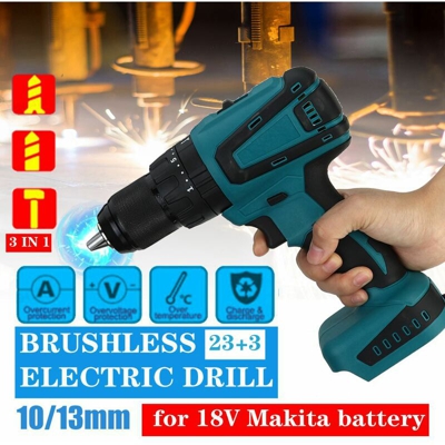 Drillpro - Cacciavite elettrico senza spazzole ricaricabile 18V 3IN1 13mm per utensili elettrici Makita Adatto per batteria Makita 18V (non inclusa)