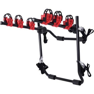 Portabici Posteriore per Auto Portata 3 Biciclette 40 kg in Acciaio e Alluminio Nero 68x52x60cm - Homcom
