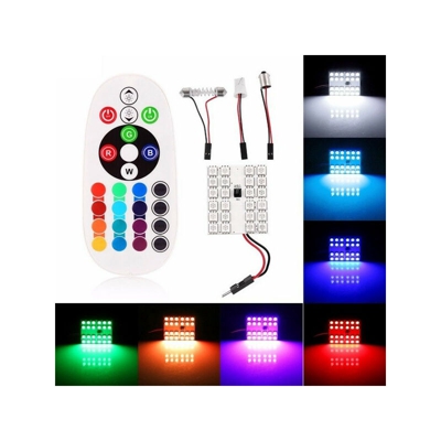 Lampadina da lettura a LED RGB 24 SMD 5050 per auto + telecomando