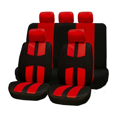 Coprisedile universale per auto rosso 9 pezzi Set completo di protezioni lavabile 5 posti Cuscino per seggiolino auto anteriore posteriore