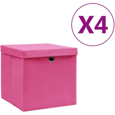 YOUTHUP Contenitori con Coperchio 4 pz 28x28x28 cm Rosa - Rosa