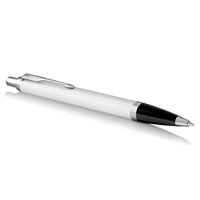 PARKER 1931675 IM Penna a Sfera, Punta Media e Ricarica di Inchiostro Blu, White Lacquer Chrome Trim