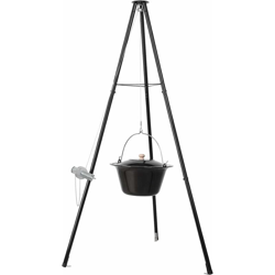 bollitore per gulasch ungherese con treppiede, pentola per gulasch (6 L) con treppiede (151 cm) e catena per appendere (250 cm), set per bollitore características