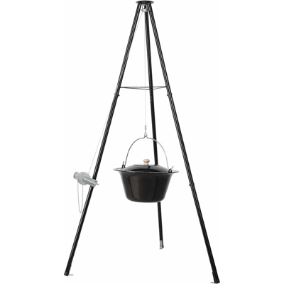 bollitore per gulasch ungherese con treppiede, pentola per gulasch (6 L) con treppiede (151 cm) e catena per appendere (250 cm), set per bollitore