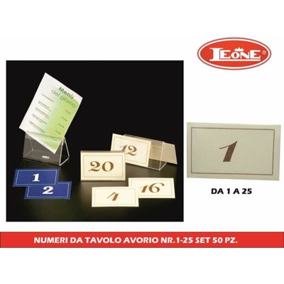 Bighouse It - NUMERI DA TAVOLO AVORIO NR.1-25 SET 50 PZ.