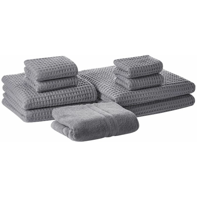 Set di 9 asciugamani in cotone grigio AREORA