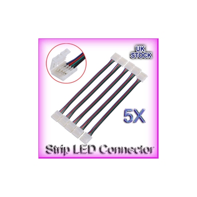 5x 10mm Adattatore connettore PCB LED 4 pin femmina alla striscia del nastro