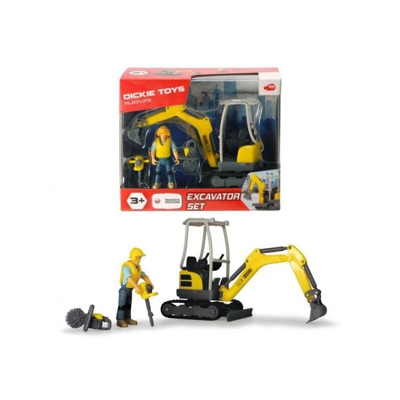 Simba - Playlife Scavatore Wacker Neuson con personaggio e accessori, in scala 1:24, cm.19,5
