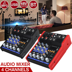 Mixer professionale da studio mini audio USB Bluetooth a 4 canali 48V Console di missaggio (rosso) en oferta