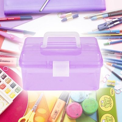 599 Cassetta portautensili in plastica multifunzionale portatile media Pittura per schizzi Scatola portaoggetti per pigmenti ad acquerello Viola