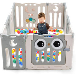 Box Recinto per Bambini con 12 Panelli, Barriera di Sicurezza Centro Attività per Interno e Esterno, in HDPE (Beige) características