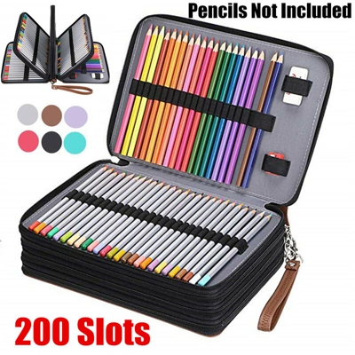 Set da disegno professionale Set di matite per artisti Astuccio in grafite da 200 slot (caffè, solo custodia)