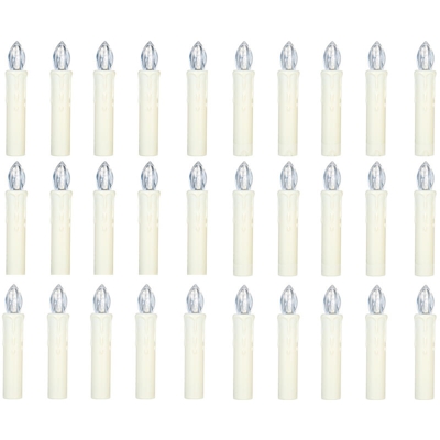 Candela elettronica natalizia 30 pezzi candela simulazione bianco caldo con telecomando a 6 pulsanti (batteria incorporata) + 30 clip bianco avorio
