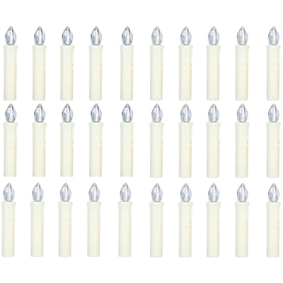 Candela elettronica natalizia 30 pezzi candela simulazione bianco caldo con telecomando a 6 pulsanti (batteria incorporata) + 30 clip bianco avorio