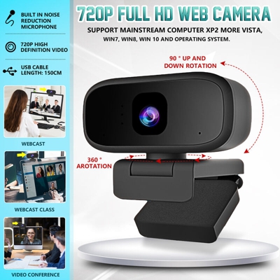 Videocamera per computer da gioco USB 2.0 per PC con webcam 720P per conferenze / live streaming / giochi / chiamate con microfono incorporato
