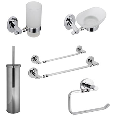 Set 6 Pezzi Accessori Da Bagno Narciso 007 Ottone Cromato
