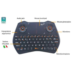 Mini I28 Wireless (layout Italiano) Mini Tastiera Retroilluminata Con Mouse Touchpad, Mouse Giroscopico, Uscita Audio Jack E Microfono Per Smart Tv, Mini Pc, Tv Box, Computer, Htpc, Console precio