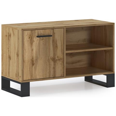 Mobile Tv 100 Con Porta Sinistra, Soggiorno, Modello Loft, Struttura E Colore Della Porta In Rovere Rustico, Misura 95x40x57cm Di Altezza.