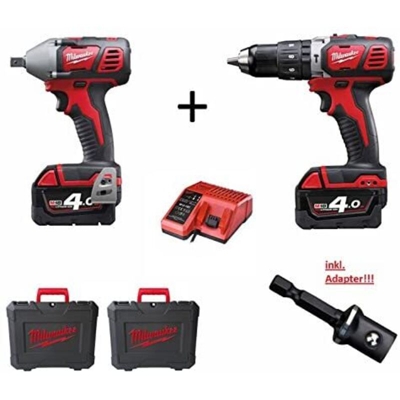 Kit Milwaukee 18V M18 BPP2C-402C, trapano avvitatore con percussione + avvitatore impulsi 1/4', 2 batterie 4.0Ah 18V + valigetta