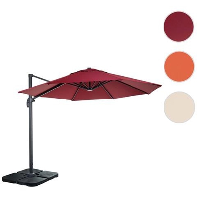 Ombrellone Parasole Hwc-a96 Rotondo 3m Bordeaux Girevole Con Base
