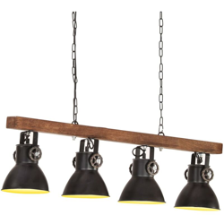 Lampada a Sospensione Industriale Nera E27 Legno di Mango - Nero - Youthup precio