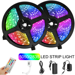 Drillpro - 2PCS 10m RGB LED SMD Strip Light APP Telecomando impermeabile 44 tasti 32,8 piedi 2 * 5M RGB LED Strip Light SMD 44 Key Remote 12V DC 5050 precio
