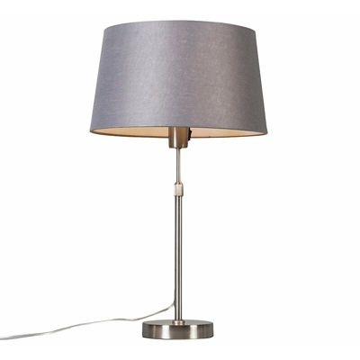 Lampada da terra con paralume Parte - Moderno - Metallo,Tessuto - Grigio/Acciaio - Tondo Max. 1 x Watt - Qazqa