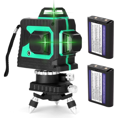Asupermall - Misuratore di livello laser 3D a 12 linee set misuratore di livello + base + cavo di alimentazione + cavo adattatore USB + manuale due
