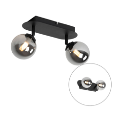 Faretto athens - rustico - Vetro,Acciaio - Nero - Oblungo Max. 2 x Watt - Qazqa precio