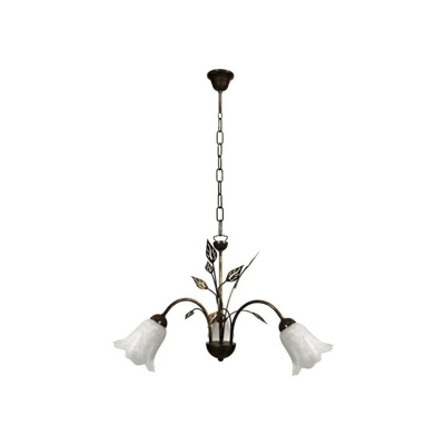 Lampadario Teresa 3Xe14 Montatura Marrone Oro Vetro Spugnato Bianco Diam.64-H.39-L.100