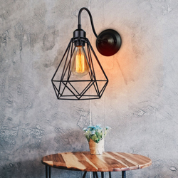 20cm Applique Vintage Industriale Diamante Plafoniera Gabbia in Metallo Lampada Retrò per Soggiorno Interno Cucina Corridoio Caffè Nero precio
