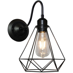 Applique Vintage Nero Industriale Diamante Plafoniera Gabbia in Metallo Lampada Retrò per Soggiorno Interno Cucina Corridoio Caffè 20cm en oferta