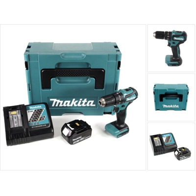 Makita DHP 483 RF1J Trapano avvitatore a percussione brushless a batteria 18 V in valigetta MAKPAC + 1x Batteria 3,0 Ah + Caricatore rapido