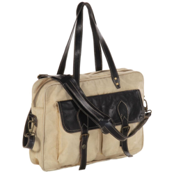 vidaXL Borsa a Mano Beige 40x53 cm in Tela e Vera Pelle - Beige en oferta
