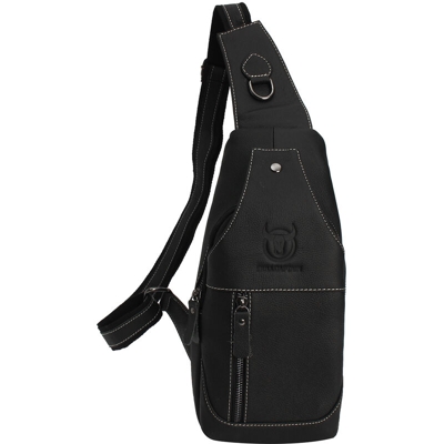 Drillpro - Herren Brusttasche Schultertasche Echtleder Reise Wandern Umhänge Borsa a tracolla (nero)