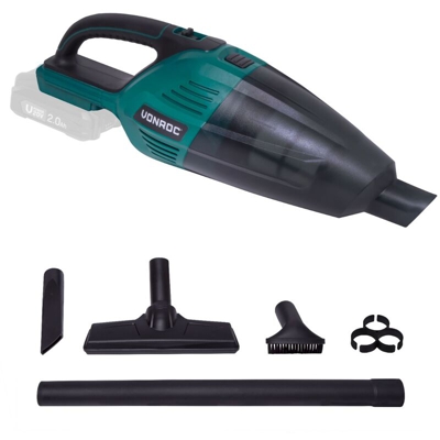 VONROC Aspirabriciole|aspiratore portatile a batteria VPower 20V. Batteria e caricatore non inclusi. Contenitore da 0.5L. Incl. 3 ugelli ed estensione